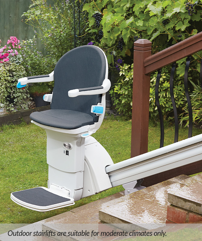Straight stairlift on outdoor porch
