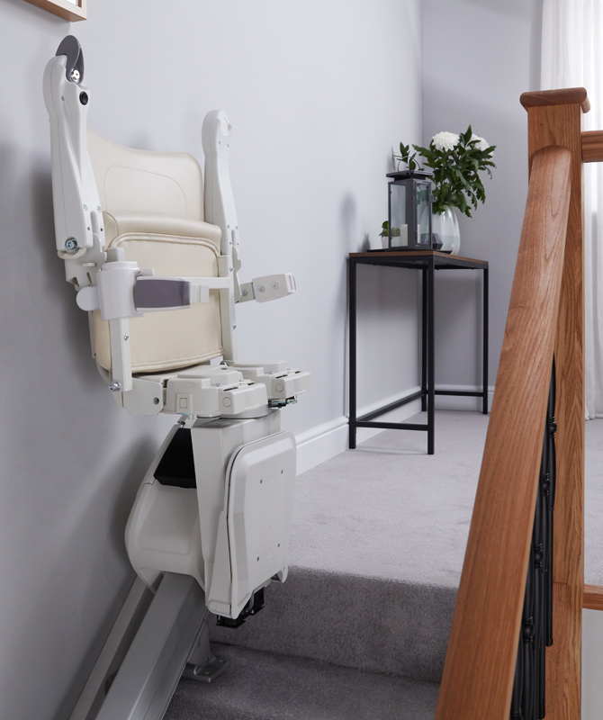 Stairlift chair folded up